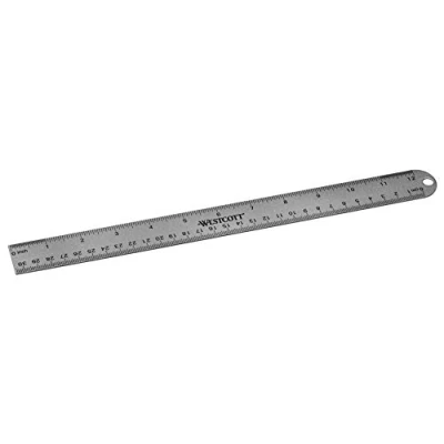 Immagine di Westcott e 14176 00 Righello in alluminio, infrangibile, 30 cm, scala cm pollici, grigio