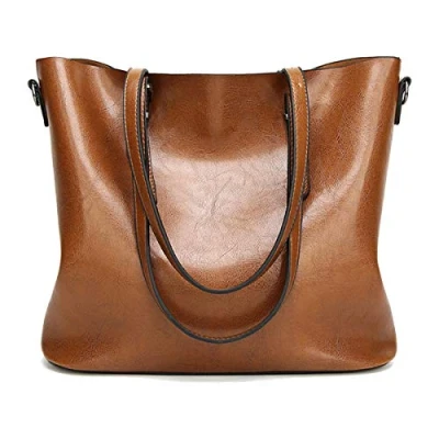 Immagine di Coolives Borse Tote da Donna Borsa a Spalla con Tracolla Shopper in Pelle PU Marrone
