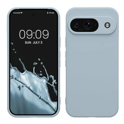 Immagine di kwmobile Custodia Compatibile con Google Pixel 9 Cover Back Case per Smartphone in Silicone TPU Protezione Gommata blu chiaro matt