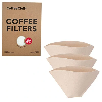 Immagine di Earthtopia Set di 3 filtri riutilizzabili per caffè in tessuto, 100% cotone biologico, filtro permanente multiuso, (Taglia 2)