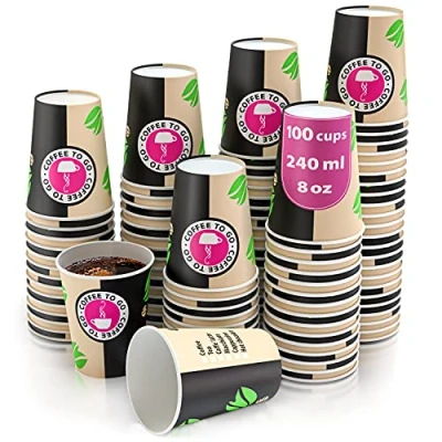 Immagine di 100 Bicchieri Carta per Prendere Il caffè Caffe Tazza di 240 ml Monouso caffè, tè, Le Bevande Calde e Fredde
