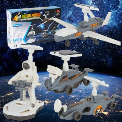 Immagine di OBEST robot solare bambini, 4 in 1 DIY solar Kit esperimenti scientifici,Robot Giocattolo,robot energia giocattolo costruzione per Educativi di Giocattoli ragazzi e ragazze