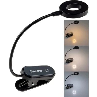 Immagine di luce con morsetto a LED Lampada da lettura batteria 18 cm colore della collo di cigno 3000k 4500k 6000k regolabile