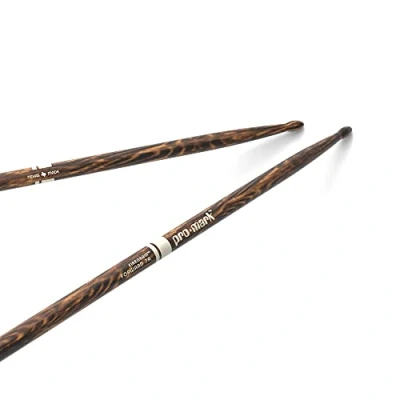Immagine di ProMark Bacchette Batteria Classic 7A Drum Sticks FireGrain Nessuna vibrazione in eccesso Finitura laccata, Punta di Legno ovale, hickory 1 Coppia