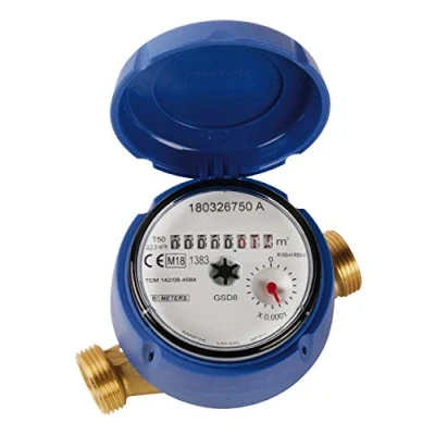 Immagine di Sanitop Wingenroth 14070 6 Contatore dell&#039;Acqua per beccucci con 2 filettature Esterne, nichelato, Blu, 3/4 Zoll