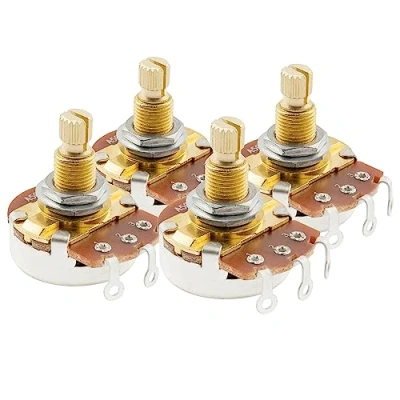 Immagine di Musiclily Pro Albero in Ottone Full Metriche A500K Potenziometro Audio Taper per Chitarra e Basso (Set di 4)