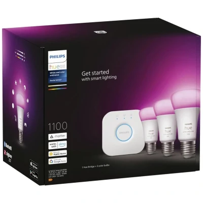 Immagine di Philips Hue Kit di illuminazione 8719514291515 ERP: F (A G) HueWCA 9W A60 E27 3set EUR PMO 11 W RGBW