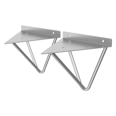 Immagine di ML Design 2 Pezzi Staffe per Mensole Triangolari 160 mm Grigio Metallo Reggimensola Triangolare Montaggio a Parete Supporto Mensola Prisma Forcella Muro Staffa di Scaffale
