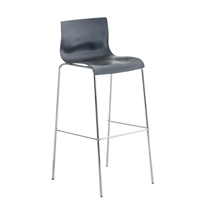 Immagine di CLP Sgabello Bar Hover In Polipropilene I Fisso Alto Metallo, Colore:grigio, Colore del telaio:cromo