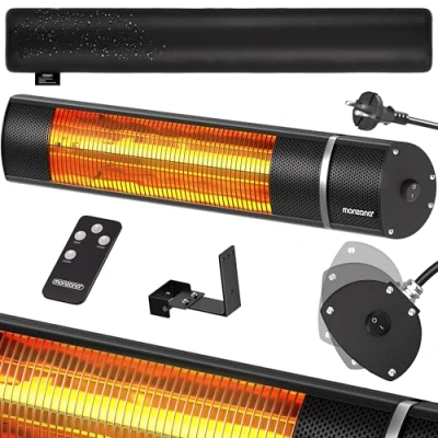 Immagine di Monzana Stufa Elettrica a Infrarossi 3 Livelli di Calore 2000W Inclinabile 90 Telecomando IP55