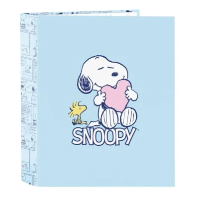 Immagine di SNOOPY LOVE Cartella a 4 anelli, ideale per bambini di diverse età, comoda e versatile, qualità resistenza, 27 x 6 33 cm, Blu chiaro, M, Casual
