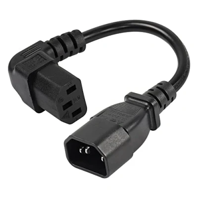 Immagine di CERRXIAN Cavo di prolunga per alimentazione PDU IEC 320 C14 a 90 gradi C13, maschio angolo basso C13 femmina 3 pin monitor, computer, ecc 0,2 M/7,8 pollici