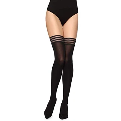 Immagine di Merry Style Donna Microfibra Calze Autoreggenti MS 216 (Nero, XS S)