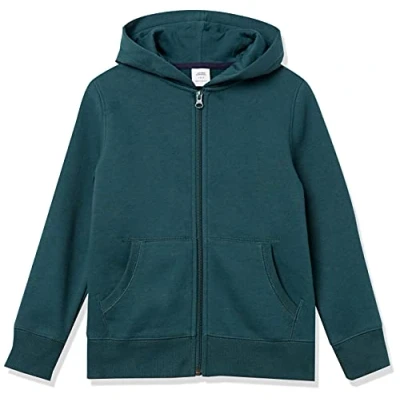 Immagine di Amazon Essentials Felpe con Cappuccio Foderate in Pile Cerniera Bambini e Ragazzi, Verde Scuro, 5 Anni
