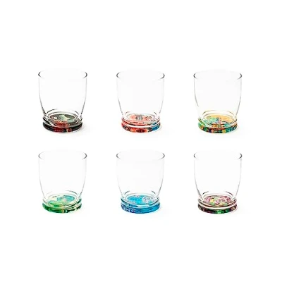 Immagine di Excelsa Kimono Set 6 Bicchieri con Fondo Decorato, Ml. 340, Diametro 8 Cm., Vetro
