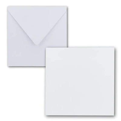 Immagine di Set di biglietti bianchi quadrati, 15 x cm con buste, per auguri, inviti e molto altro, della serie FarbenFroh® by GUSTAV NEUSER® 50 Sets 10 bianco brillante.