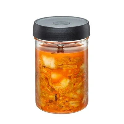 Immagine di GEFU NATIVO Bicchiere da fermentazione 1 litro, con peso di ponderazione, vetro e coperchio, trasparente, inserire fermentare