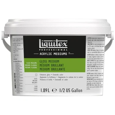 Immagine di Liquitex 5338 Professional Medium lucido e vernice per colori acrilici, aumenta la brillantezza migliora pellicola colorata profondità dei acrilici flacone da 1,89, trasparente
