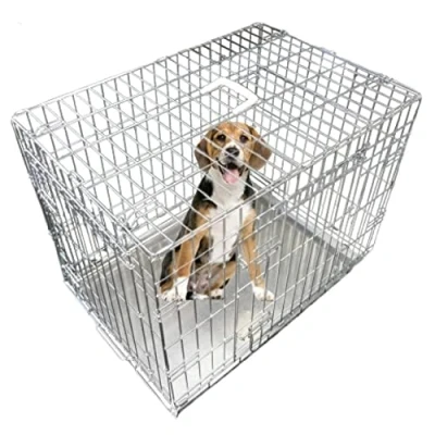 Immagine di Ellie Bo Cucciolo del Cane Gabbia Pieghevole Crate 2 Porta con Non Chew Vassoio di Metallo Piccolo Argento da 24 Pollici
