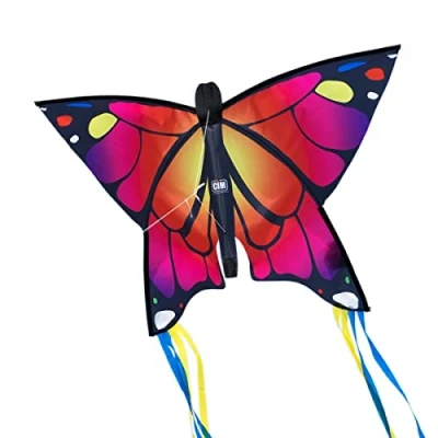 Immagine di CIM aquilone Farfalla Butterfly aquiloni a linea singola per bambini dai 3 anni in su 58x40cm incl. Stringa 20 m con strisce lunghe 195 cm sulla coda ad arco