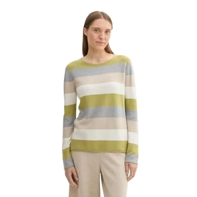Immagine di TOM TAILOR 1042952 Pullover, Green Block Stripe 37067, XXL Donna