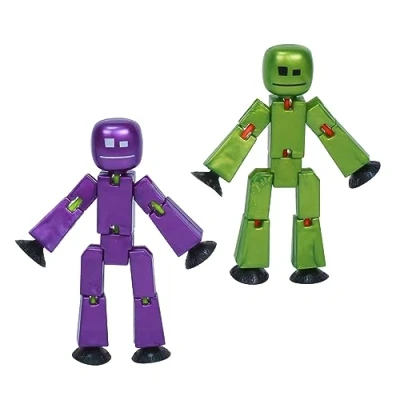 Immagine di Zing StikBot Confezione doppia con 2 StikBot, action figure da collezione e accessori, animazione Stop Motion, dai 4 anni in su (melanzana metallo oliva metallizzata)