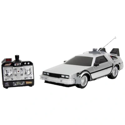 Immagine di Jada Toys Back to The Future RC Auto, Time Machine, veicolo telecomandato con funzione turbo e luce, fino a 10 km/h, ricarica USB, 28 cm, per bambini dai 6 anni in su