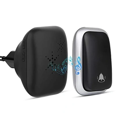 Immagine di Campanello Radio Senza Batteria, PDGROW Fili Impermeabile Wireless Autoalimentato con Una Portata di 150m, 38 Melodie, 4 Livelli Volume e Flash LED Nero