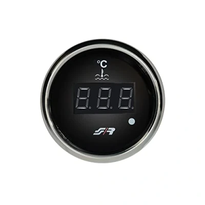 Immagine di Simoni Racing WT/C Chrome Rim line Strumento Indicatore Temperatura Acqua, Digitale Acqua con Display a LED per Auto o Camion, Illuminazione Rossa