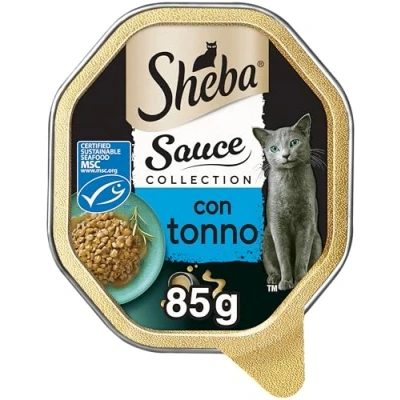 Immagine di Sheba Sauce Collection, Cibo per Gatto con Tonno in Salsa Delicata, 85 g 22 Vaschette