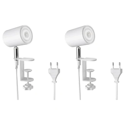 Immagine di ledscom.de 2 pz. lampada a morsetto WAIKA, interruttore, bianco opaco, incl. LED GU10, regolazione 3 livelli: max. 374lm caldo