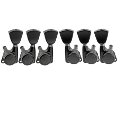 Immagine di Musiclily Pro L3+R3 Meccaniche Autobloccanti Ratio 18:1 Chitarra Locking Tuners per Elettrica/Acustica, Nero con Bottone Keystone