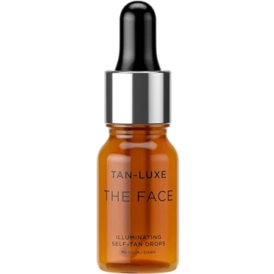 Immagine di TAN LUXE gocce autoabbronzanti The Face, colore Dark (10 ml), aggiungi le abbronzanti alla skincare per un&#039;abbronzatura del viso perfetta, cruelty free e vegan