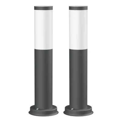 Immagine di ledscom.de 2 pz. bitta luminosa PORU per esterni, IP44, 39cm, antracite, incl. lampada E27 471lm, bianco extra caldo