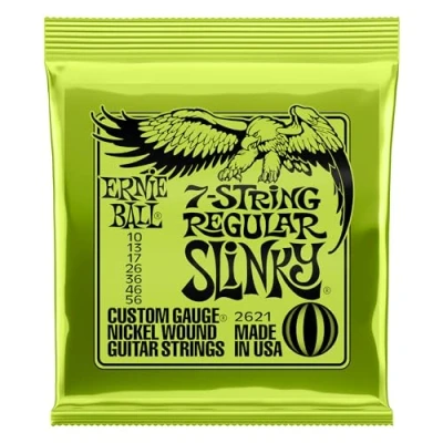 Immagine di Ernie Ball, Regular Slinky 7 String Nickel Wound, Corde per chitarra elettrica a corde, diametro 10 56