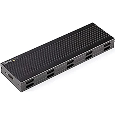 Immagine di StarTech.com Enclosure USB C a M.2 NVMe o SATA SSD 10Gbps, Case esterno portatile PCIe/SATA NGFF in alluminio, Box per SDD, Cavi host Type e A, Supporta 2230/2242/2260/2280