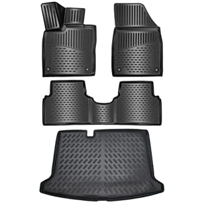 Immagine di ELMASLINE Set di tappetini in gomma 3D e vasca per bagagliaio VW ID.3 2020 non si adattano a ripiani variabili!! ID3 ID 3