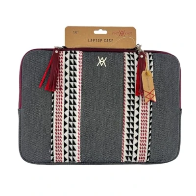 Immagine di WONDEE Custodia per computer portatile da 13 a 14 pollici con striscia decorativa in tessuto ricamato stile etnico Macbook Pro e Air 13/14&quot; imbottita rinforzata
