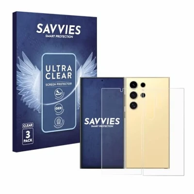 Immagine di savvies (6 Pezzi Pellicola Protettiva per Samsung Galaxy S24 Ultra (case friendly) (Fronte+Retro) Protezione Schermo Trasparente