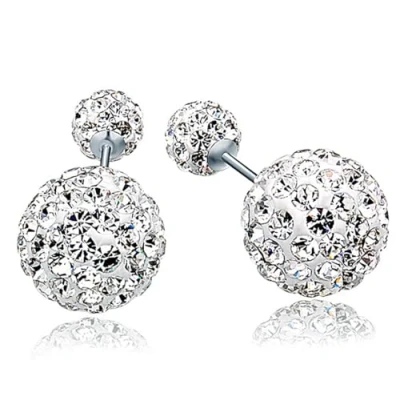 Immagine di Infinite U Orecchini a perno da donna in argento Sterling 925 con cristalli austriaci tribali doppia faccia, 10 mm, stile indossare, Argento, cristallo