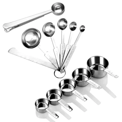 Immagine di Cucchiai Dosatori in Acciaio Inox Misurini Cucina Preciso Measuring Spoons per Misurazione a Secco e Ingredienti Liquidi Set di 12