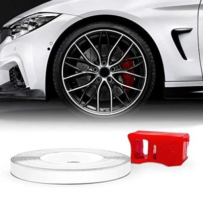 Immagine di 4R Quattroerre.it 10350 Wheel Trim Strisce Adesive Rifrangenti con Applicatore per Cerchi Auto, Bianco, 5 Mm X 6 Metri, mt