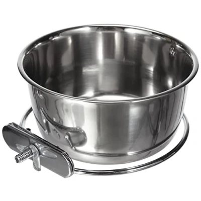 Immagine di Kerbl 82782 Ciotola in acciaio inox 600 ml, 12 cm, fissaggio a vite per roditori