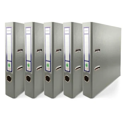 Immagine di Netuno 5x raccoglitore anelli a4 grigio registratore rigido con dorso 5 cm carte archivio faldone ufficio cartone documenti portadocumenti