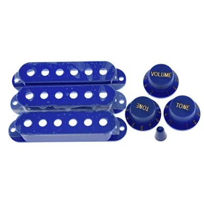 Immagine di Dopro ST Strat Pickup Covers Manopole e 14 Way Switch Tip Cap Blu