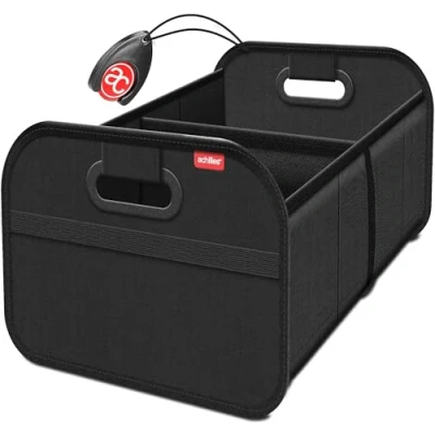 Immagine di achilles Organizer Bagagliaio Auto Scatola Pieghevole 23L per Portaoggetti Auto, Borsa Multiuso, Compatta e Resistente Accessori Interno Nero 57x37x25 cm