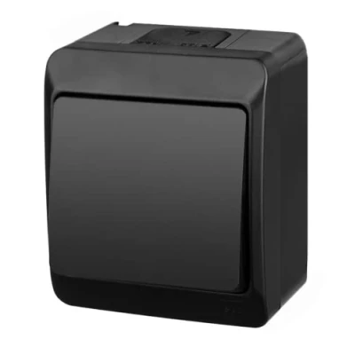 Immagine di asvendo Elektro HERMES Interruttore della luce, doppio interruttore, presa multipla, IP44, resistente all&#039;acqua/esterno/nero (interruttore luce)