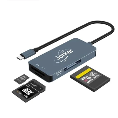 Immagine di Jorkar Lettore CFexpress Tipo A USB C 3.2, 3 in 1 di Schede CFE &amp; SD Micro SD, Memoria per Sony Alpha/FX Fotocamera