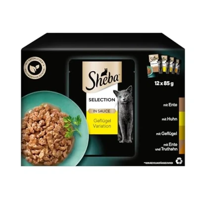 Immagine di Sheba, alimento per Gatti, Salsa di pollame, Confezione da 4 Pezzi (4 x 12 85 g)