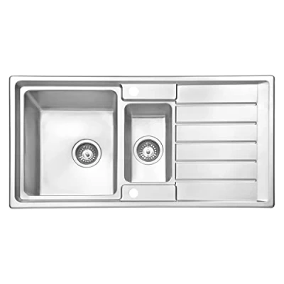 Immagine di JASSFERRY Lavello da cucina in Acciaio Inox Spazzolato, scolapiatti reversibile Lavandino, con set di rifiuti, una vasca e mezzo